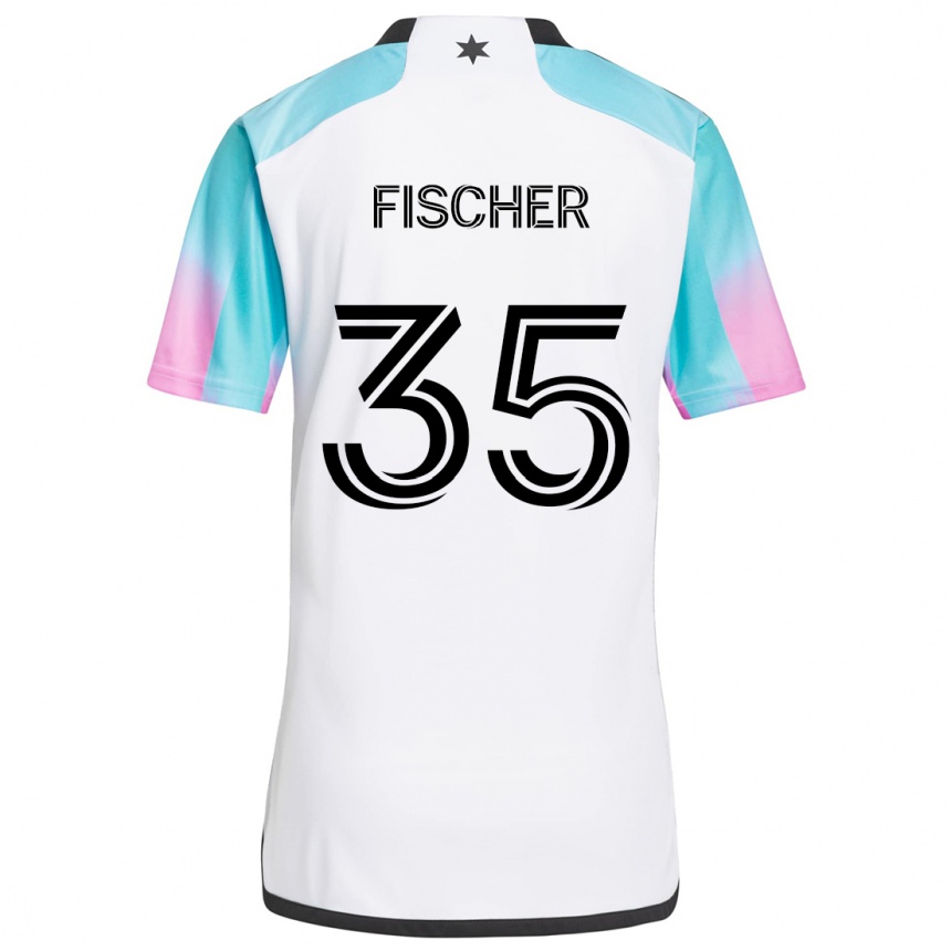 Women Football Britton Fischer #35 White Blue Black Away Jersey 2024/25 T-Shirt Nz