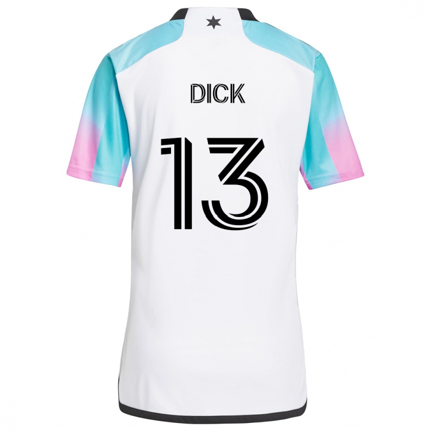 Women Football Eric Dick #13 White Blue Black Away Jersey 2024/25 T-Shirt Nz