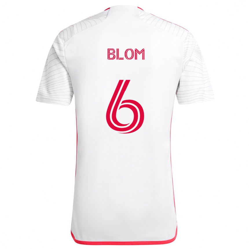 Women Football Njabulo Blom #6 White Red Away Jersey 2024/25 T-Shirt Nz