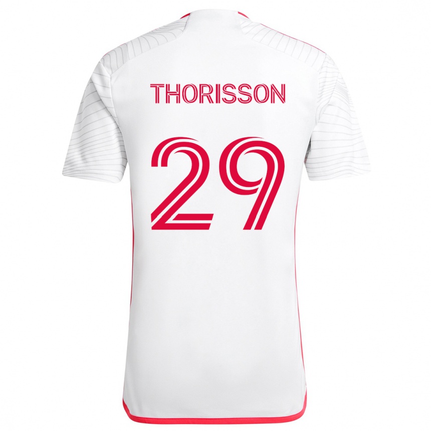 Women Football Nökkvi Thórisson #29 White Red Away Jersey 2024/25 T-Shirt Nz