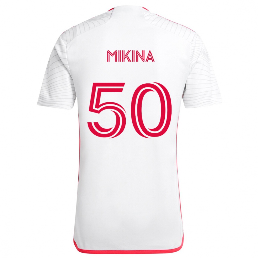 Women Football Gabriel Mikina #50 White Red Away Jersey 2024/25 T-Shirt Nz