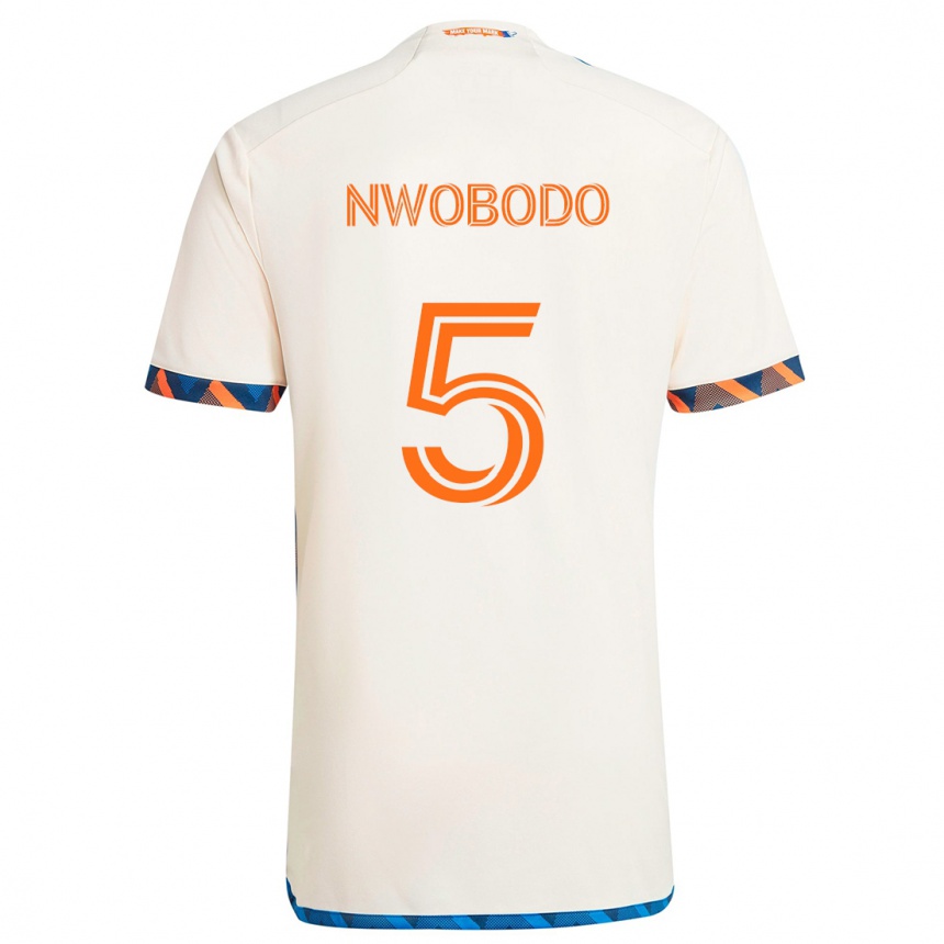 Women Football Obinna Nwobodo #5 White Orange Away Jersey 2024/25 T-Shirt Nz