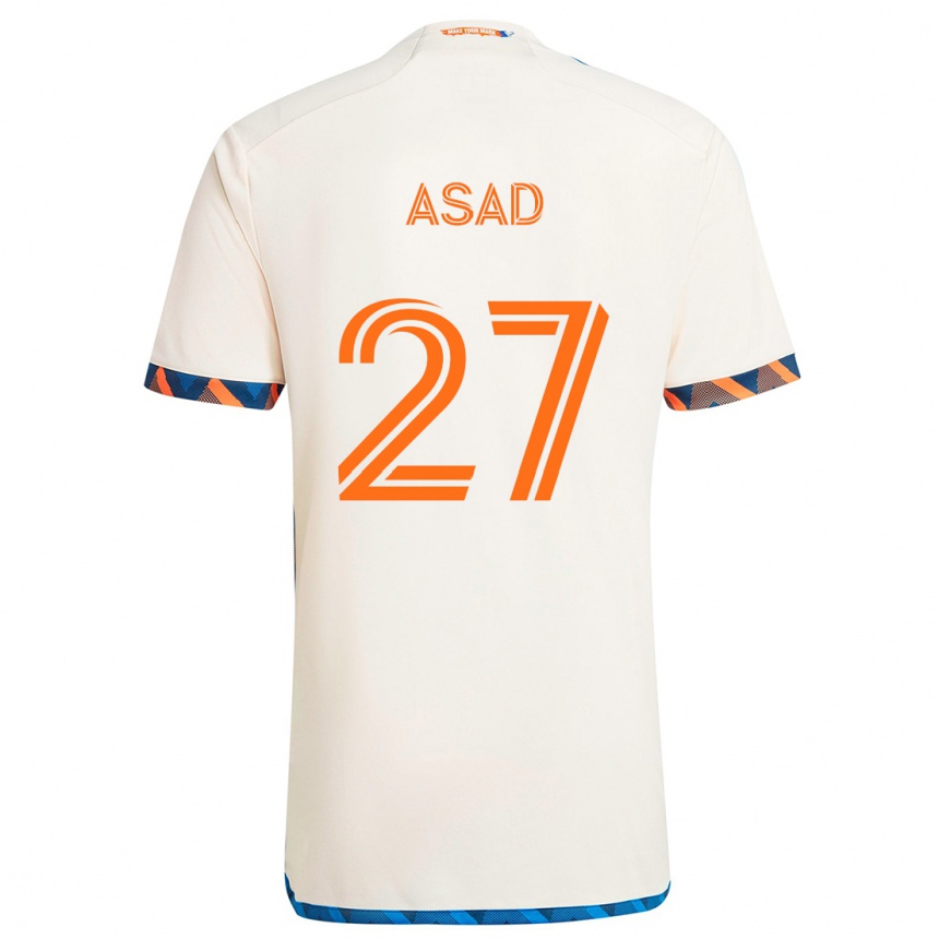 Women Football Yamil Asad #27 White Orange Away Jersey 2024/25 T-Shirt Nz