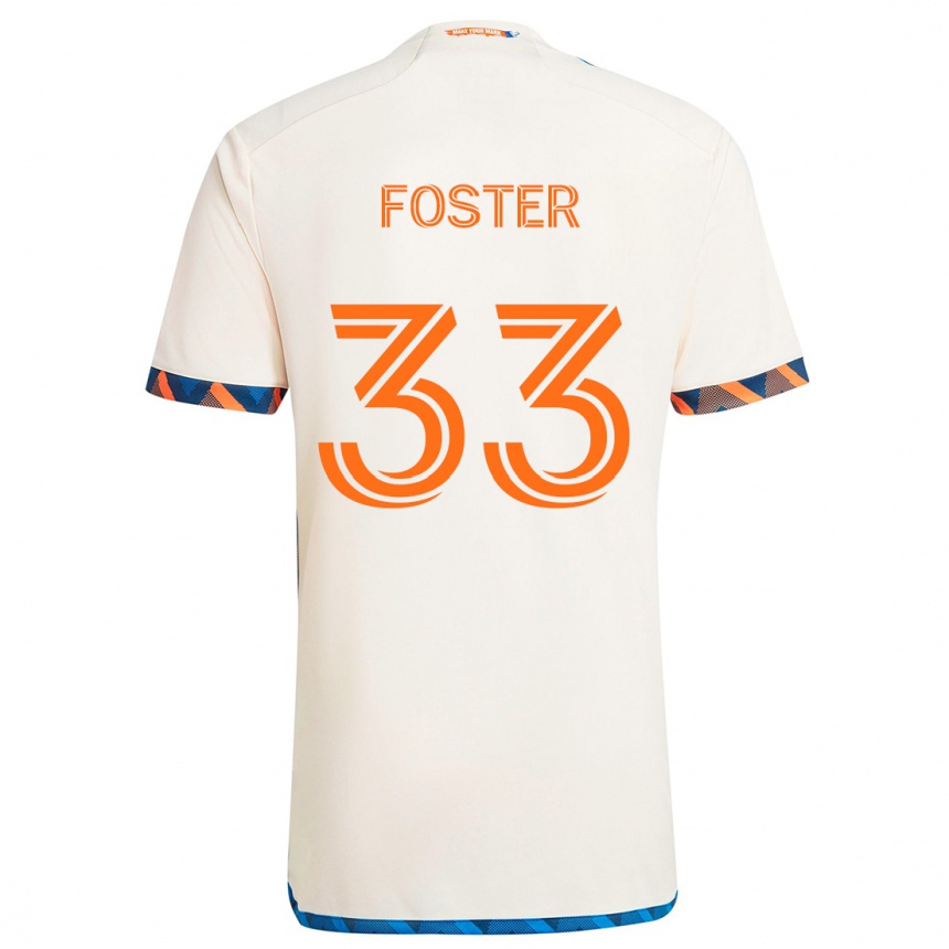 Women Football Isaiah Foster #33 White Orange Away Jersey 2024/25 T-Shirt Nz