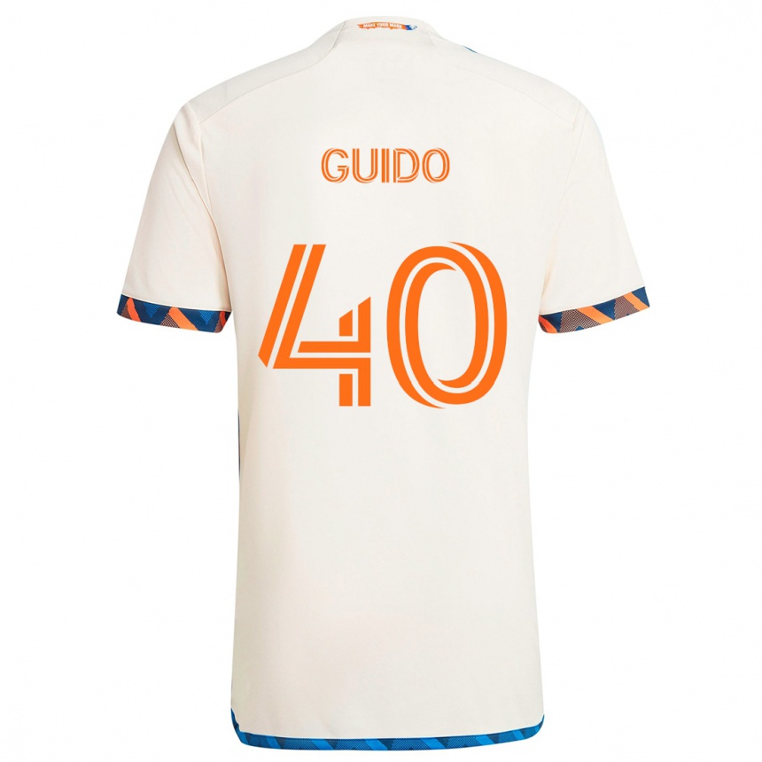 Women Football Alejandro Guido #40 White Orange Away Jersey 2024/25 T-Shirt Nz