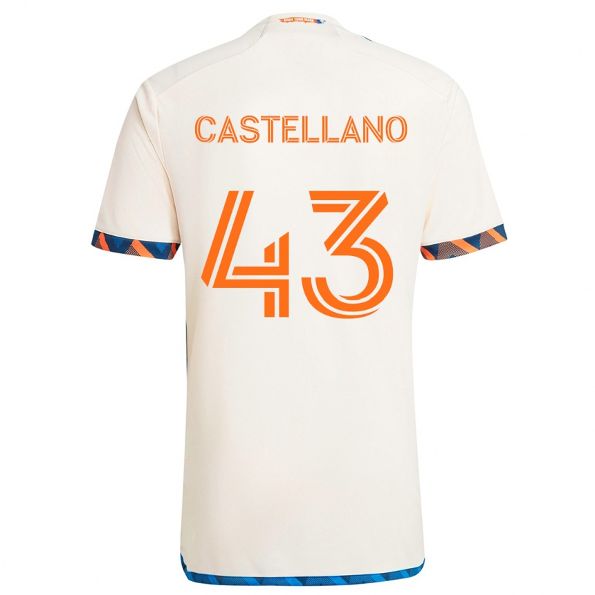 Women Football Jesús Castellano #43 White Orange Away Jersey 2024/25 T-Shirt Nz