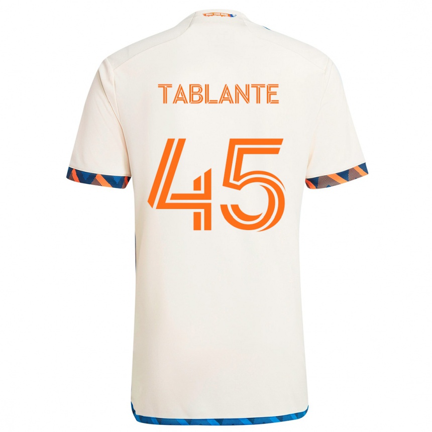 Women Football Moises Tablante #45 White Orange Away Jersey 2024/25 T-Shirt Nz