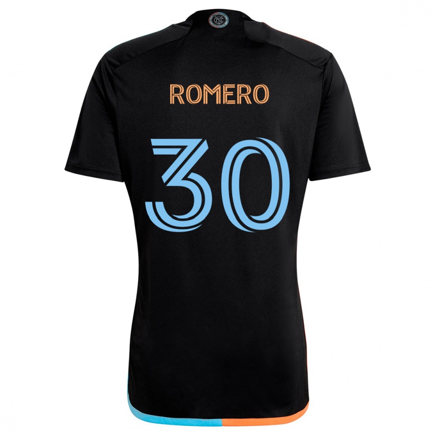 Women Football Tomás Romero #30 Black Orange Blue Away Jersey 2024/25 T-Shirt Nz