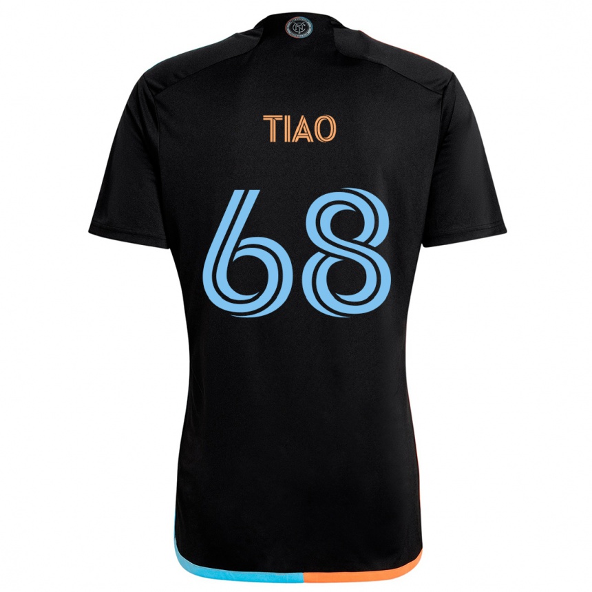 Women Football Christopher Tiao #68 Black Orange Blue Away Jersey 2024/25 T-Shirt Nz