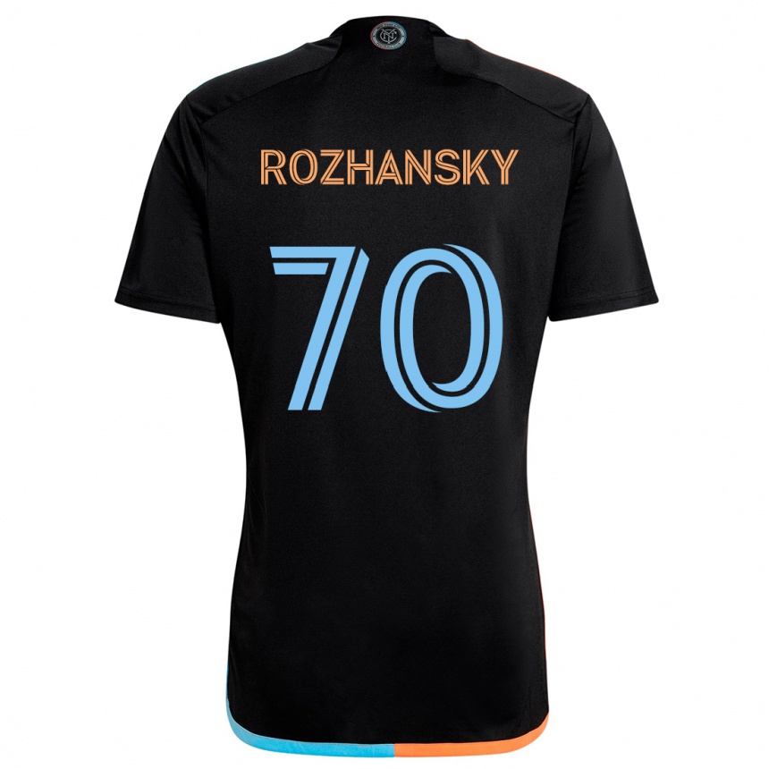 Women Football Jake Rozhansky #70 Black Orange Blue Away Jersey 2024/25 T-Shirt Nz