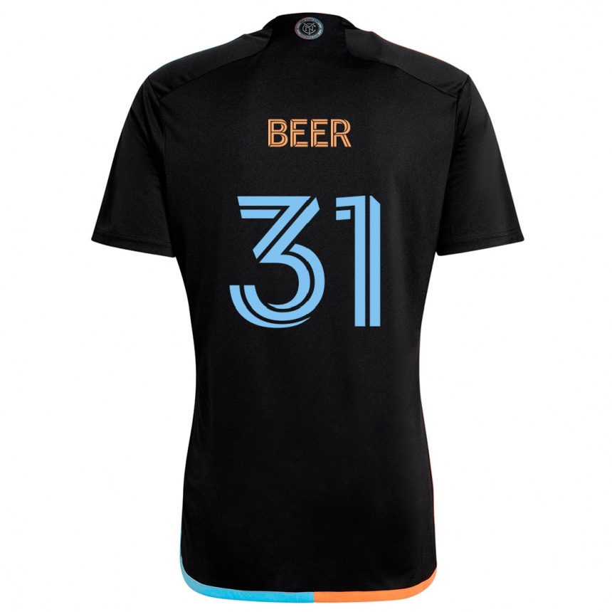 Women Football Jack Beer #31 Black Orange Blue Away Jersey 2024/25 T-Shirt Nz