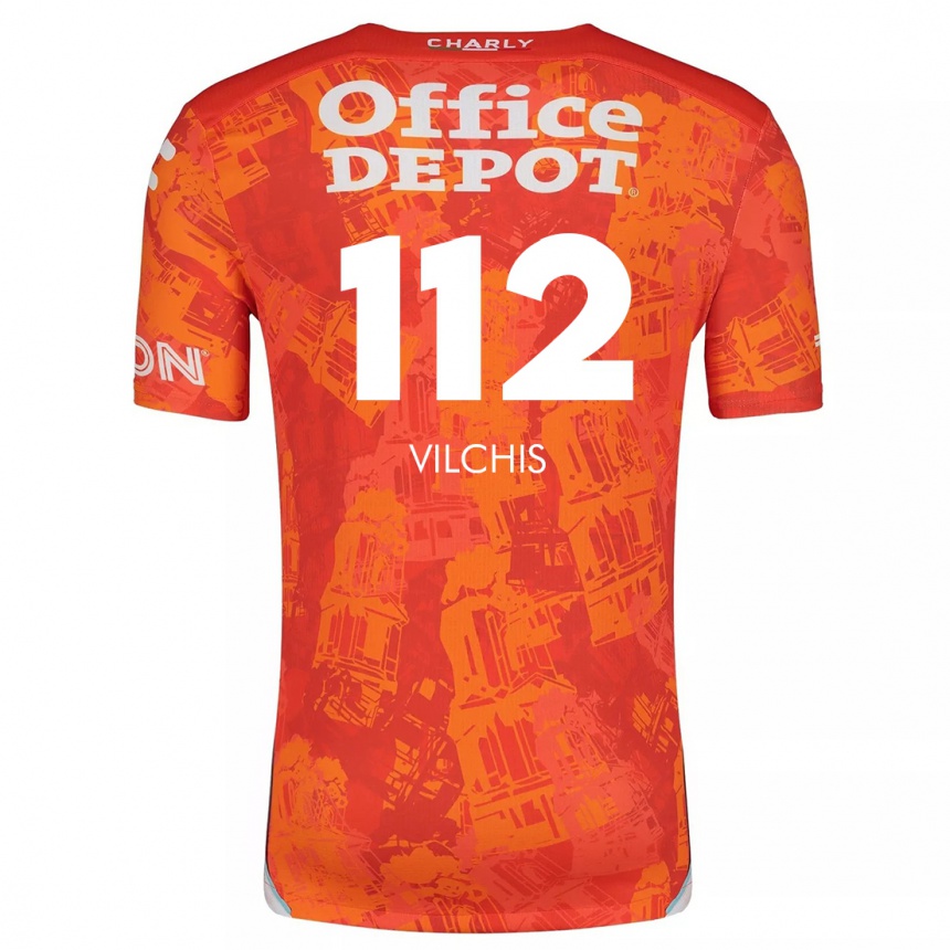 Women Football Leonardo Vílchis #112 Orange White Away Jersey 2024/25 T-Shirt Nz