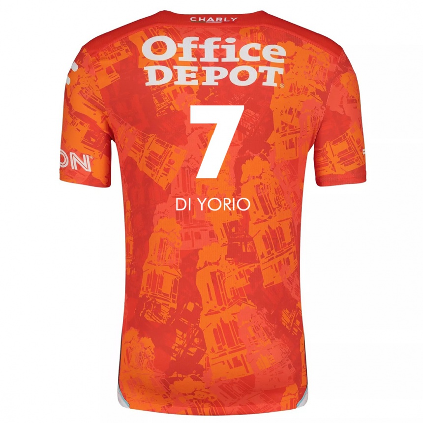 Women Football Lucas Di Yorio #7 Orange White Away Jersey 2024/25 T-Shirt Nz