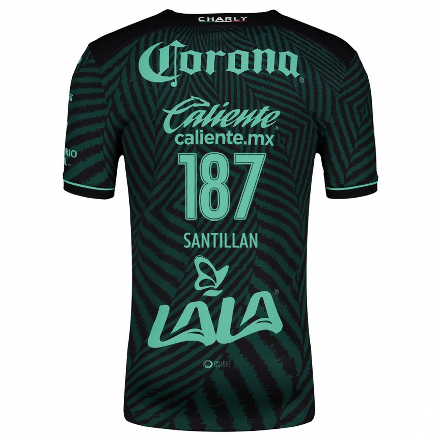 Women Football Emilio Santillán #187 Black Green Away Jersey 2024/25 T-Shirt Nz