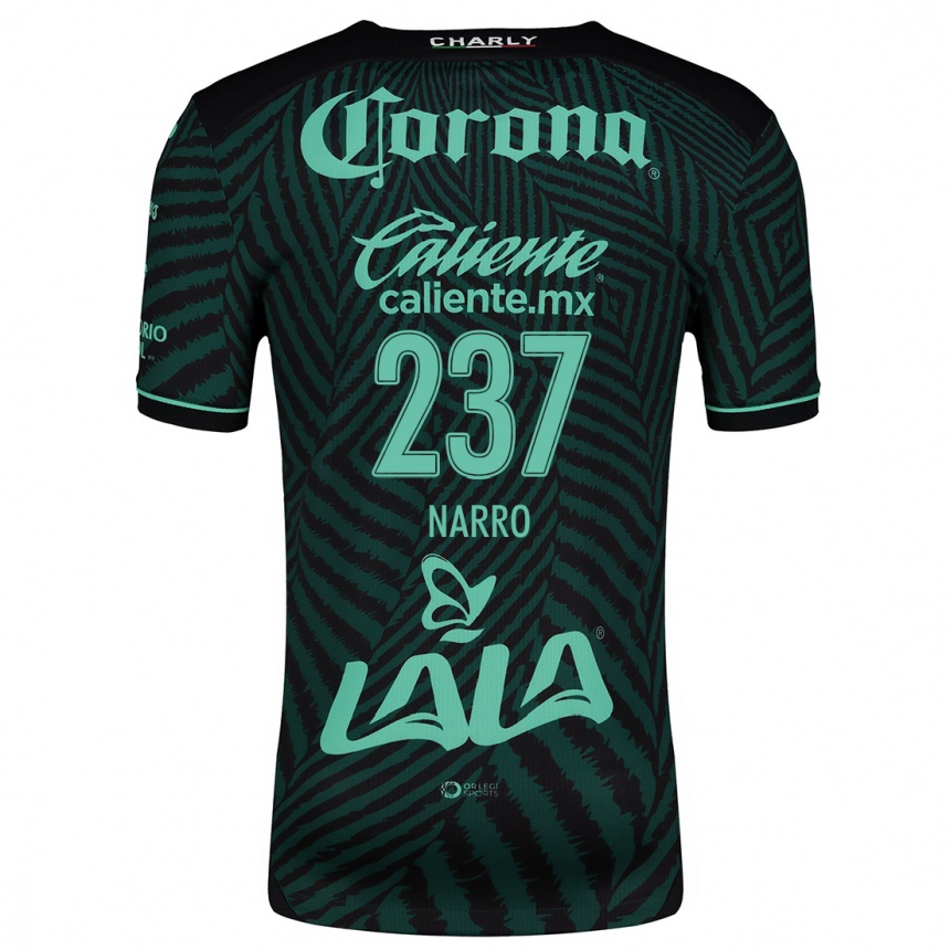 Women Football Ernesto Narro #237 Black Green Away Jersey 2024/25 T-Shirt Nz