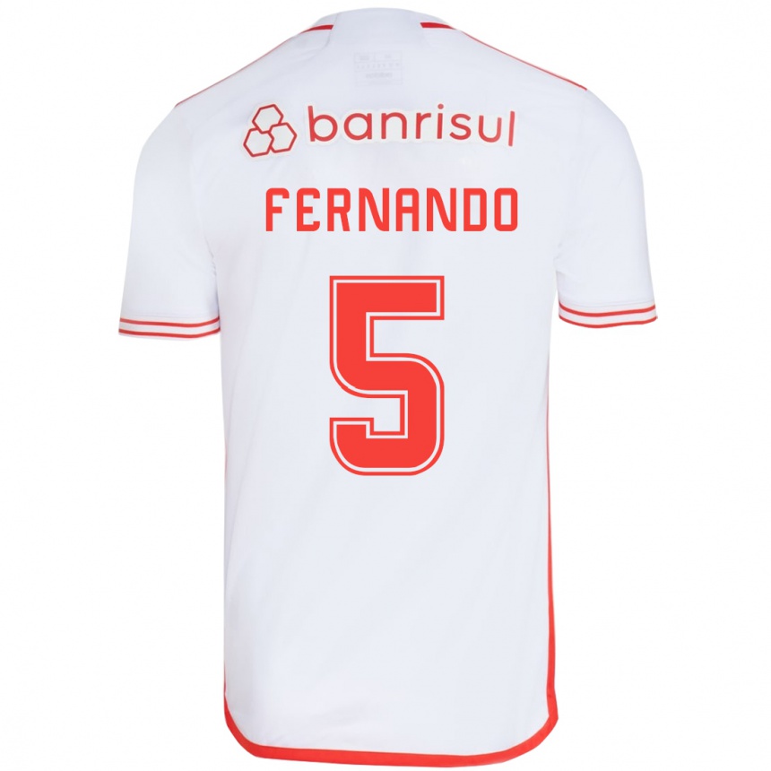 Women Football Fernando #5 White Red Away Jersey 2024/25 T-Shirt Nz