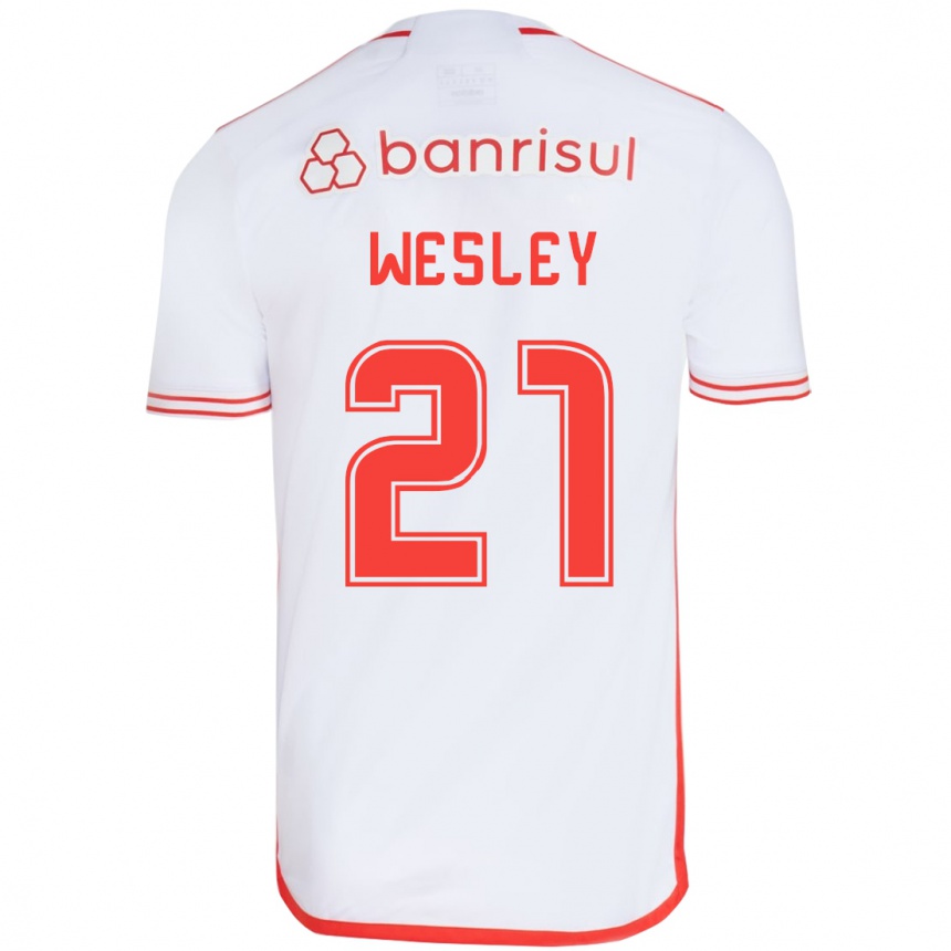 Women Football Wesley #21 White Red Away Jersey 2024/25 T-Shirt Nz