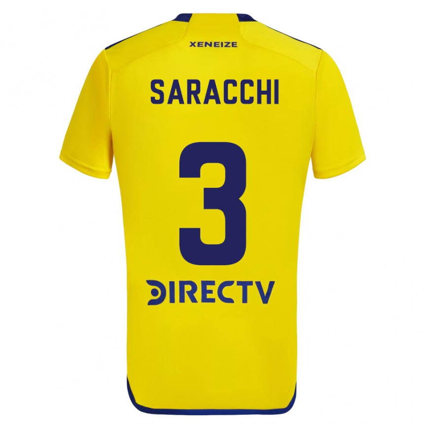 Women Football Marcelo Saracchi #3 Yellow Blue Away Jersey 2024/25 T-Shirt Nz