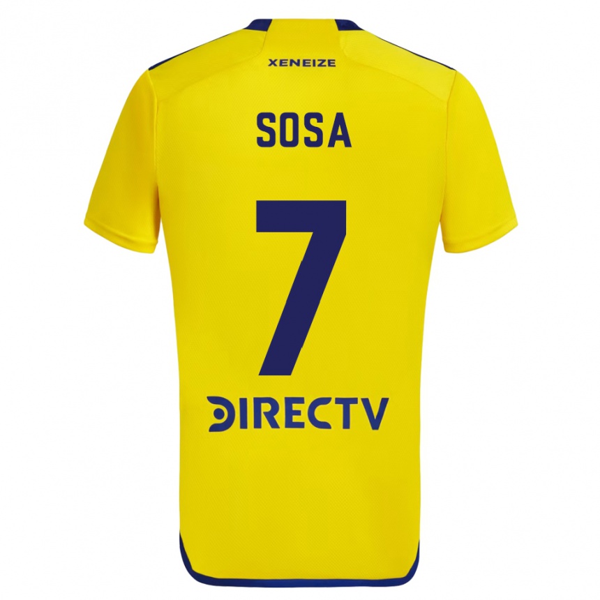 Women Football Elián Sosa #7 Yellow Blue Away Jersey 2024/25 T-Shirt Nz