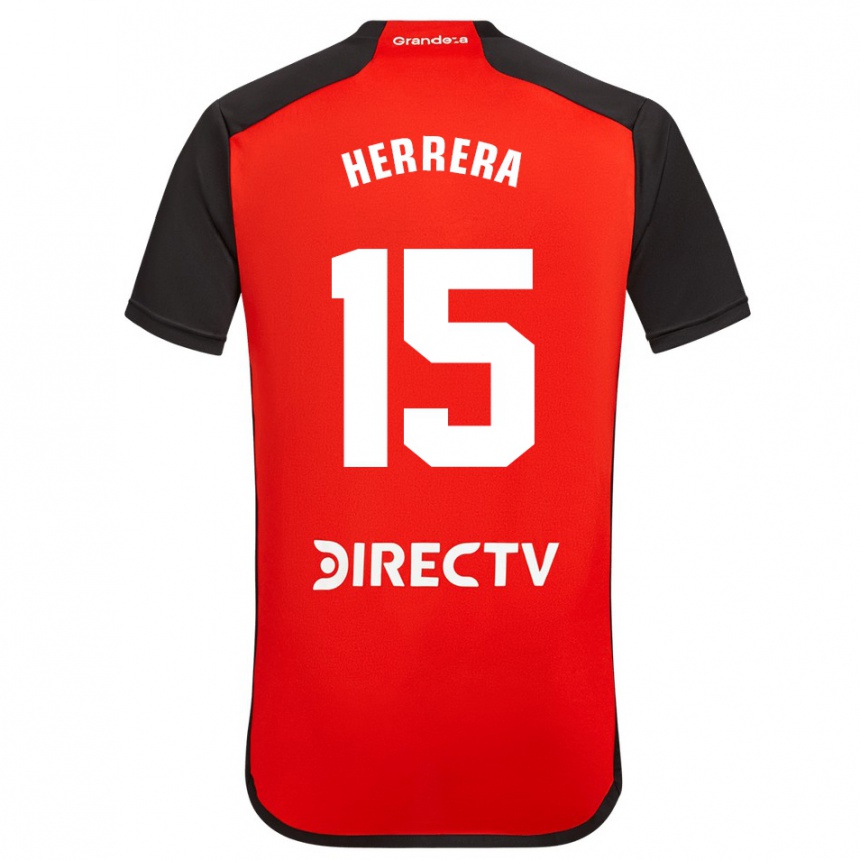 Women Football Andrés Herrera #15 Red Black White Away Jersey 2024/25 T-Shirt Nz