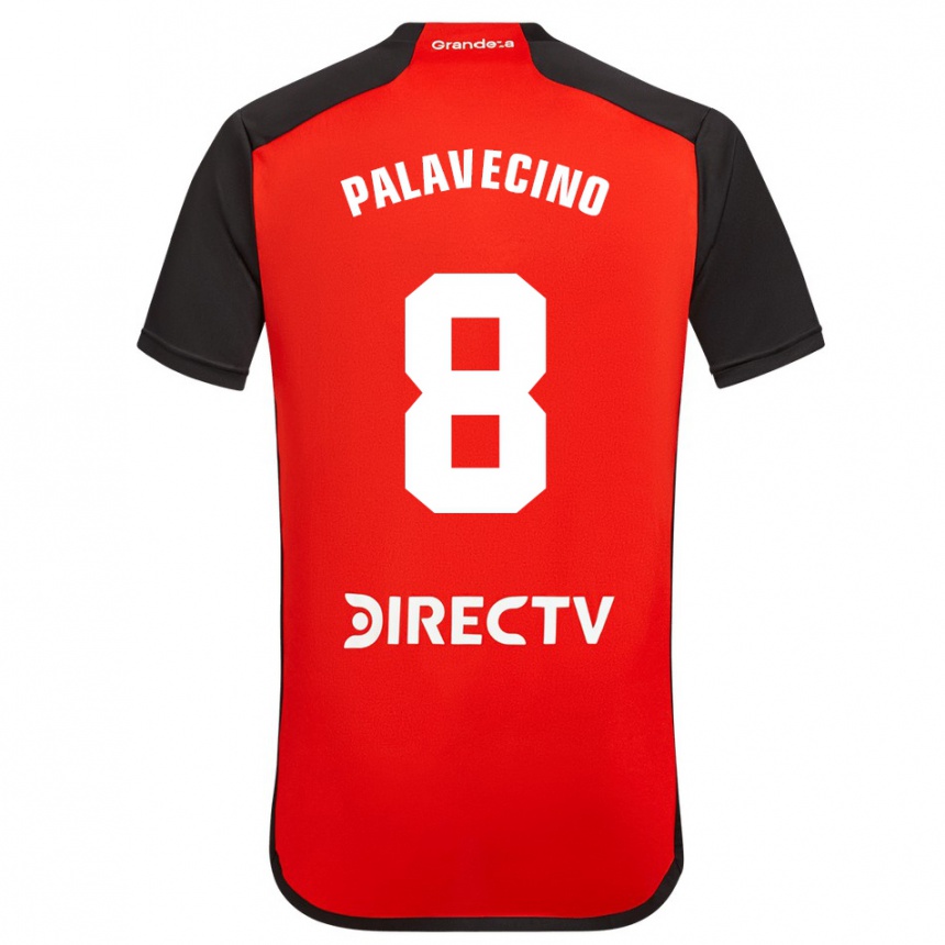 Women Football Agustín Palavecino #8 Red Black White Away Jersey 2024/25 T-Shirt Nz