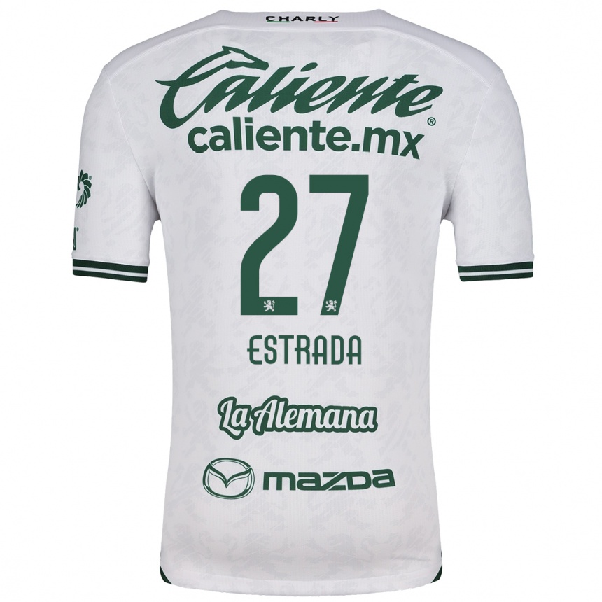 Women Football Ángel Estrada #27 White Green Away Jersey 2024/25 T-Shirt Nz