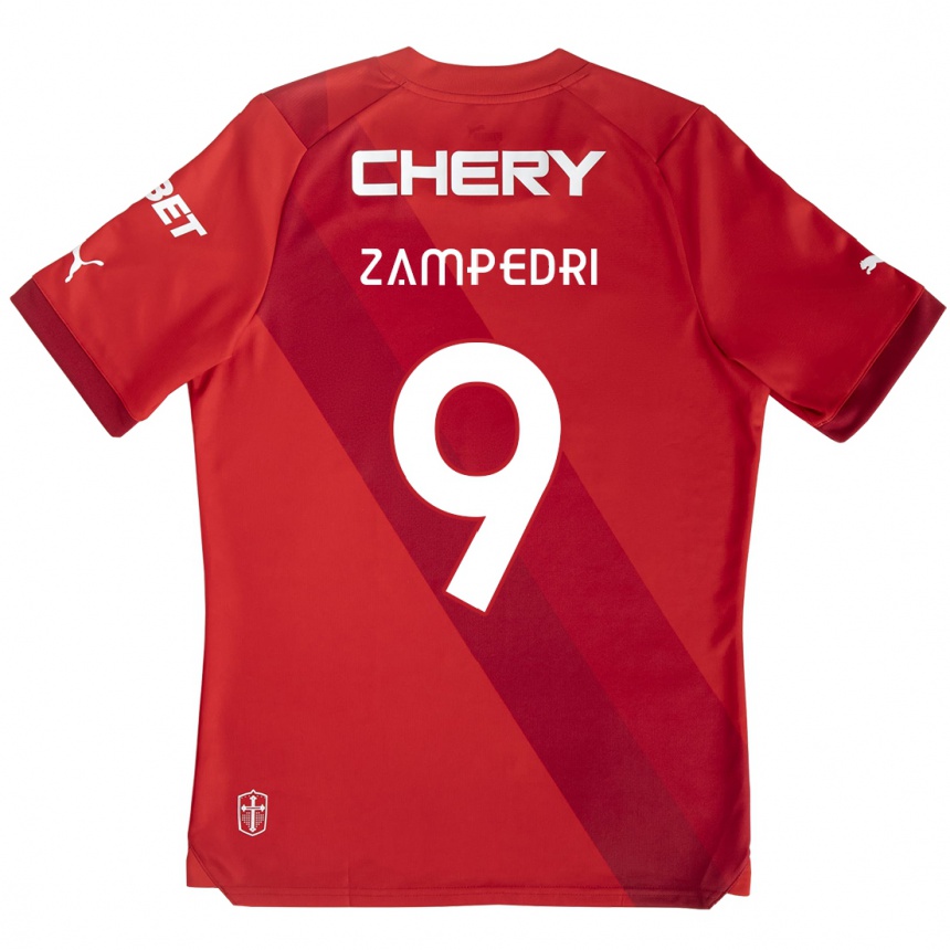 Women Football Fernando Zampedri #9 Red White Away Jersey 2024/25 T-Shirt Nz