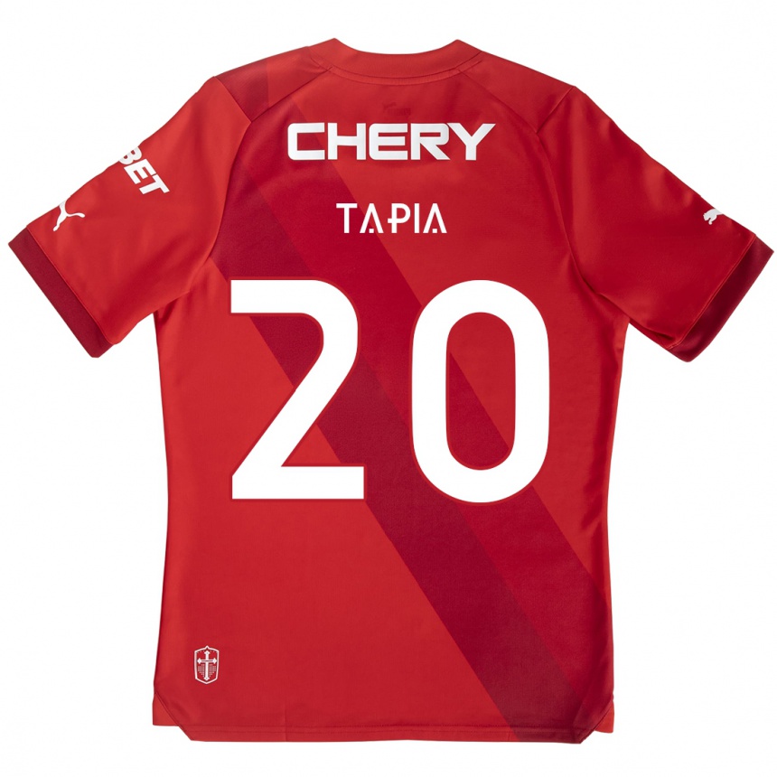 Women Football Gonzalo Tapia #20 Red White Away Jersey 2024/25 T-Shirt Nz