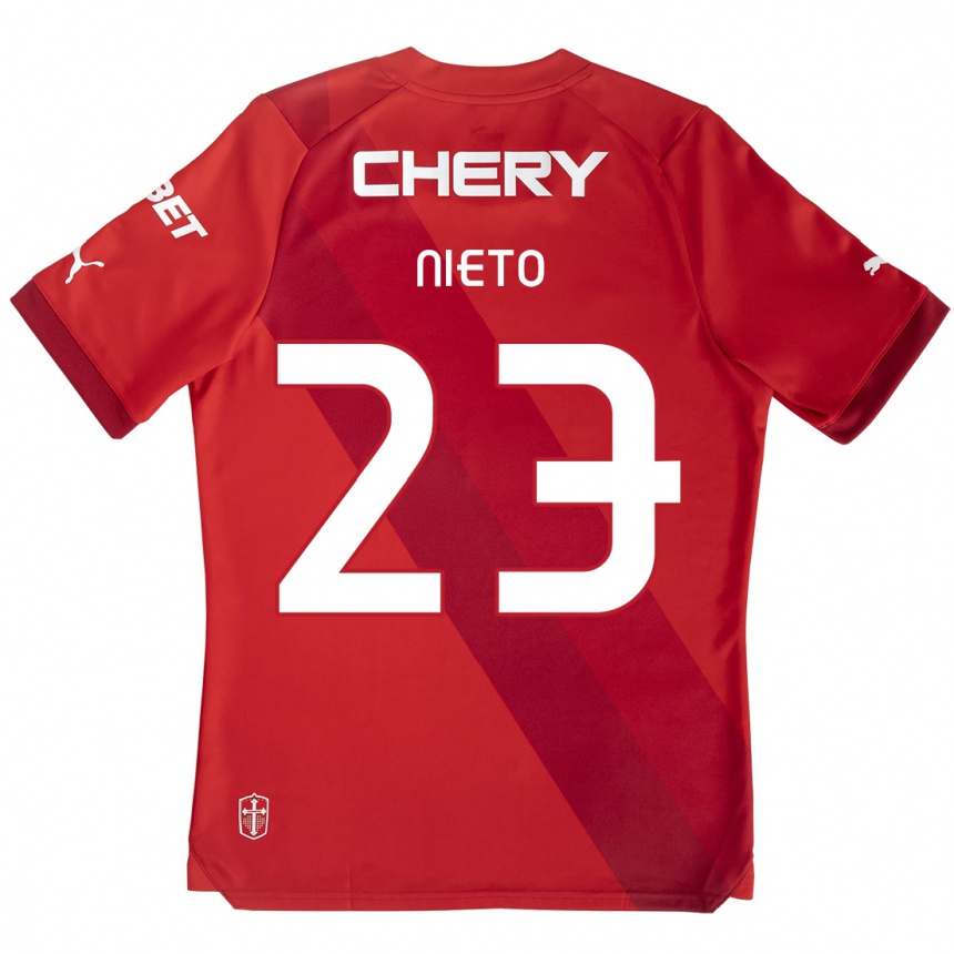 Women Football Byron Nieto #23 Red White Away Jersey 2024/25 T-Shirt Nz