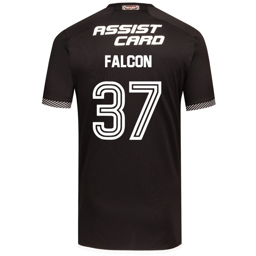 Women Football Maximiliano Falcón #37 Black White Away Jersey 2024/25 T-Shirt Nz