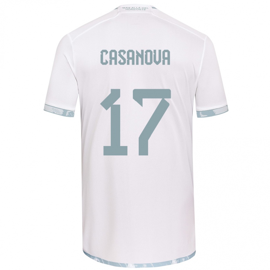 Women Football Luis Casanova #17 White Grey Away Jersey 2024/25 T-Shirt Nz