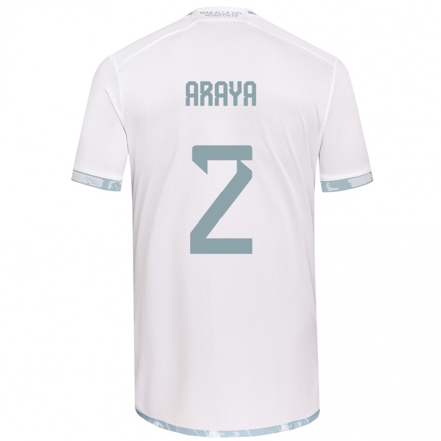 Women Football Fernanda Araya #2 White Grey Away Jersey 2024/25 T-Shirt Nz