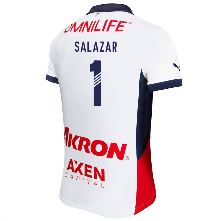 Women Football Viridiana Salazar #1 White Red Blue Away Jersey 2024/25 T-Shirt Nz