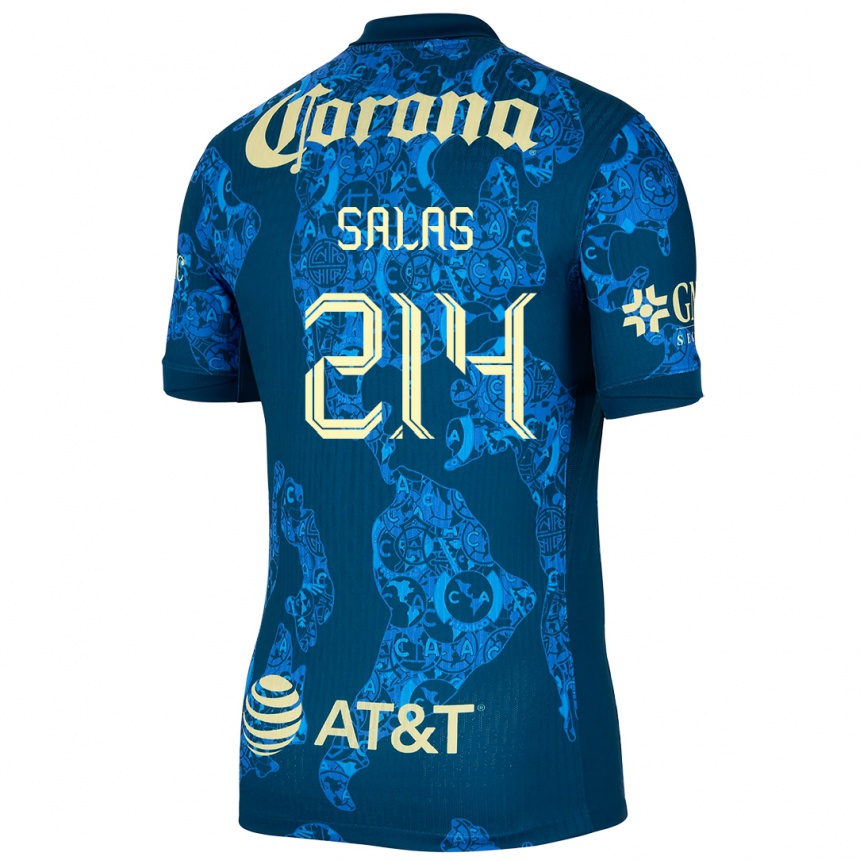 Women Football Patricio Salas #214 Blue Yellow Away Jersey 2024/25 T-Shirt Nz