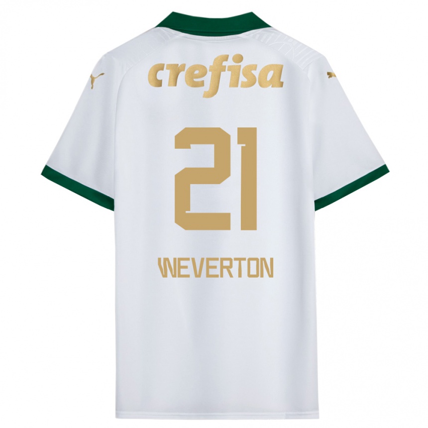 Women Football Weverton #21 White Green Away Jersey 2024/25 T-Shirt Nz