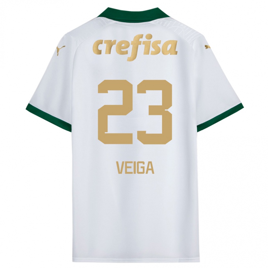 Women Football Raphael Veiga #23 White Green Away Jersey 2024/25 T-Shirt Nz