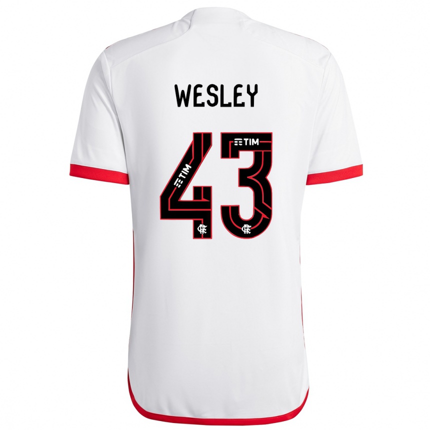 Women Football Wesley #43 White Red Away Jersey 2024/25 T-Shirt Nz