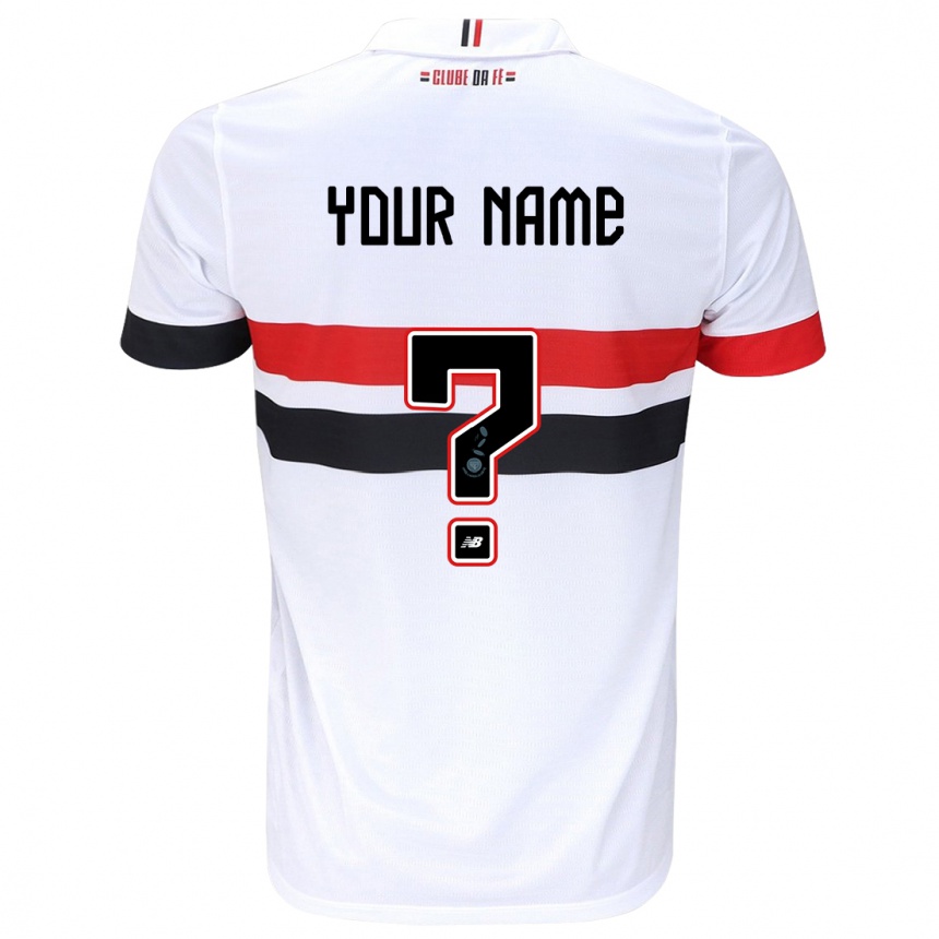 Kids Football Your Name #0 White Red Black Home Jersey 2024/25 T-Shirt Nz