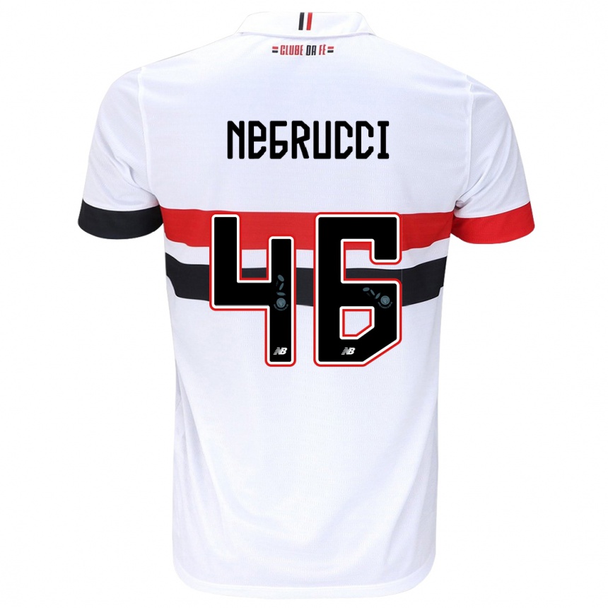 Kids Football Felipe Negrucci #46 White Red Black Home Jersey 2024/25 T-Shirt Nz