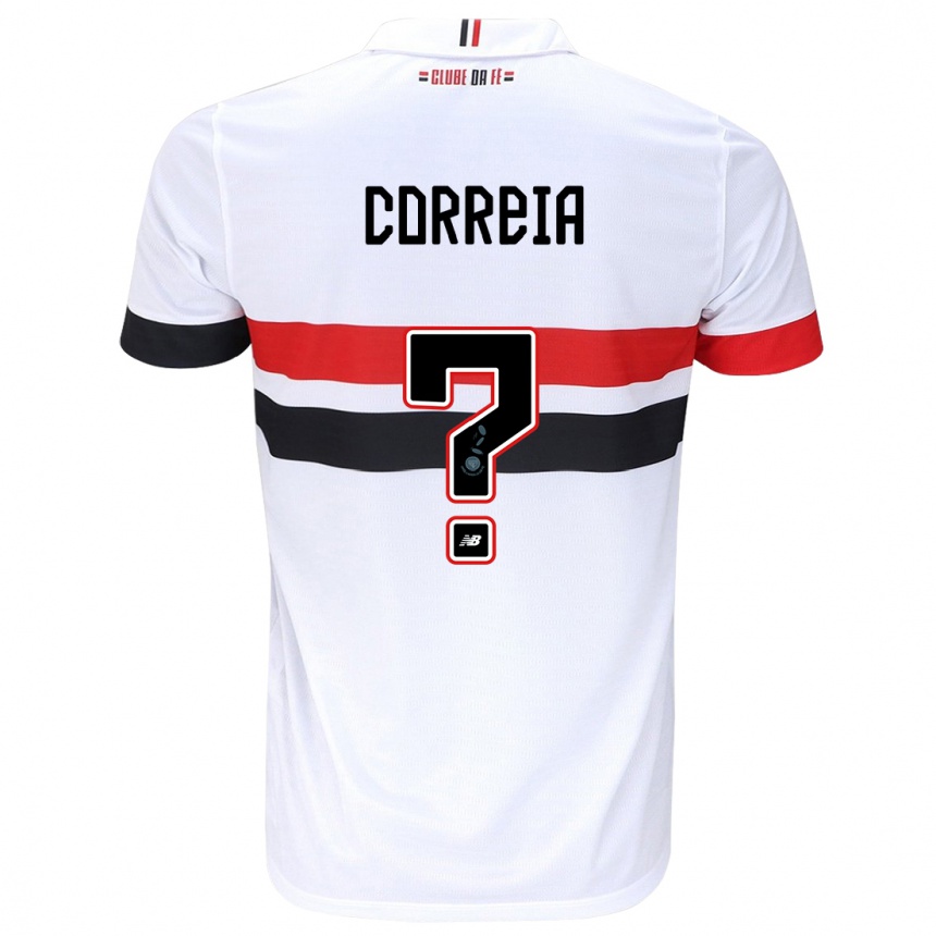 Kids Football Arthur Correia #0 White Red Black Home Jersey 2024/25 T-Shirt Nz