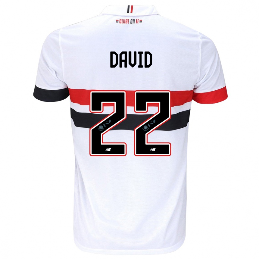 Kids Football David #22 White Red Black Home Jersey 2024/25 T-Shirt Nz