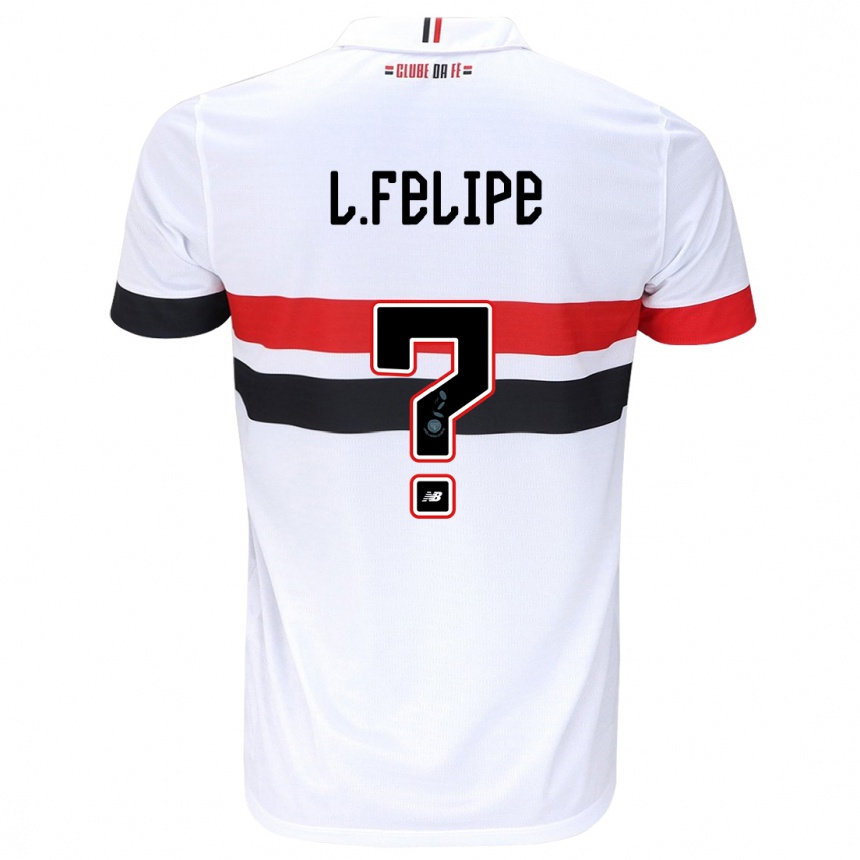 Kids Football Luis Felipe #0 White Red Black Home Jersey 2024/25 T-Shirt Nz