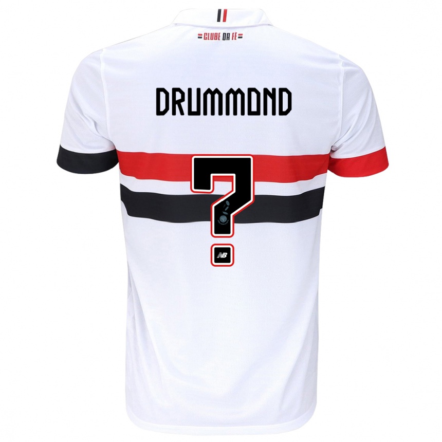 Kids Football Lucca Drummond #0 White Red Black Home Jersey 2024/25 T-Shirt Nz