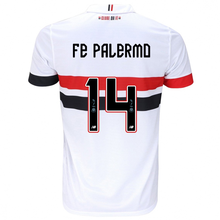 Kids Football Fe Palermo #14 White Red Black Home Jersey 2024/25 T-Shirt Nz