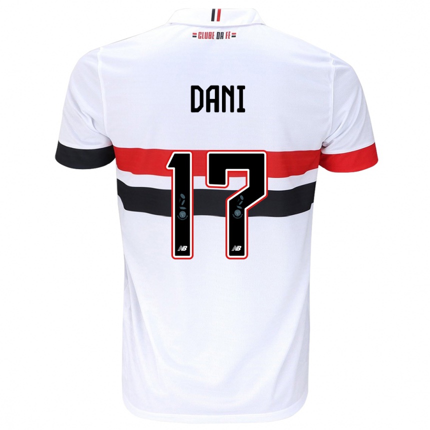 Kids Football Dani #17 White Red Black Home Jersey 2024/25 T-Shirt Nz