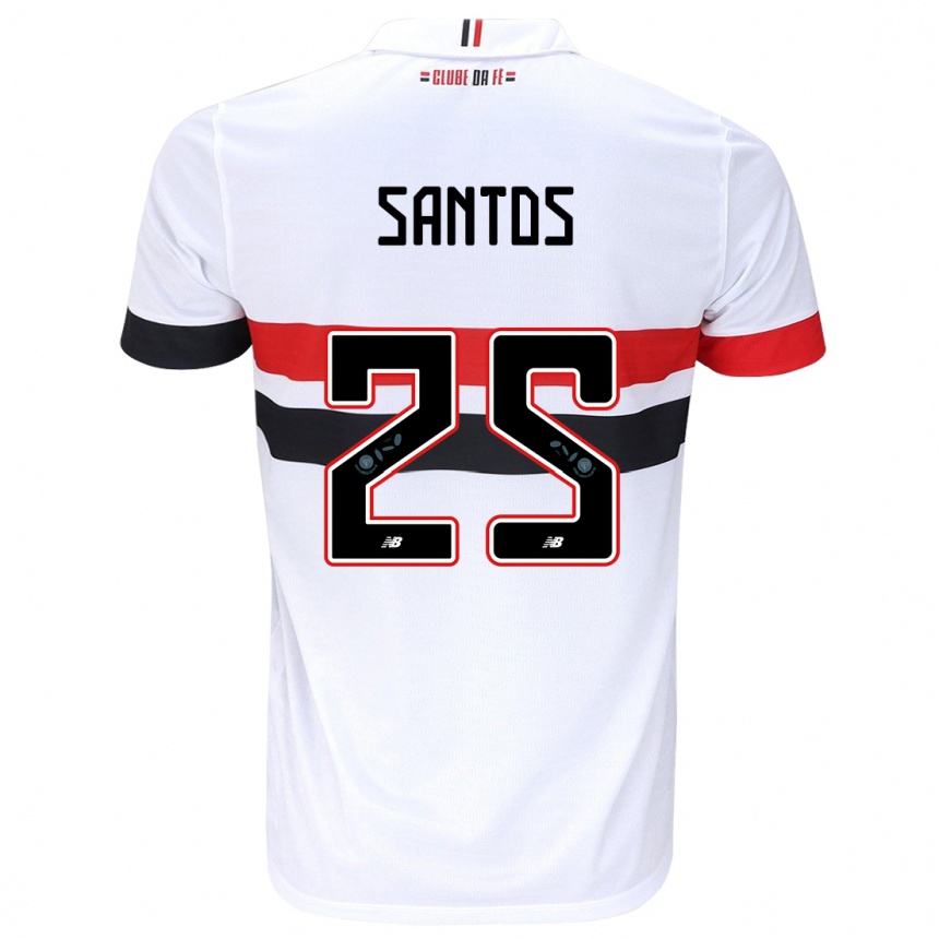 Kids Football Mariana Santos #25 White Red Black Home Jersey 2024/25 T-Shirt Nz