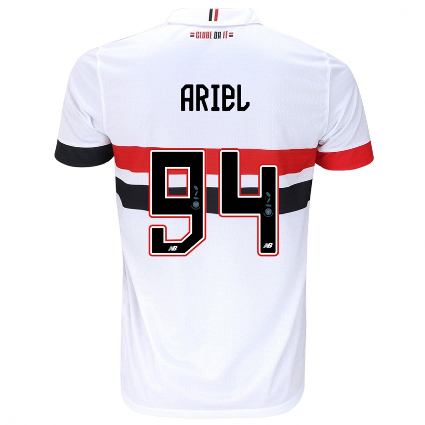 Kids Football Ariel #94 White Red Black Home Jersey 2024/25 T-Shirt Nz