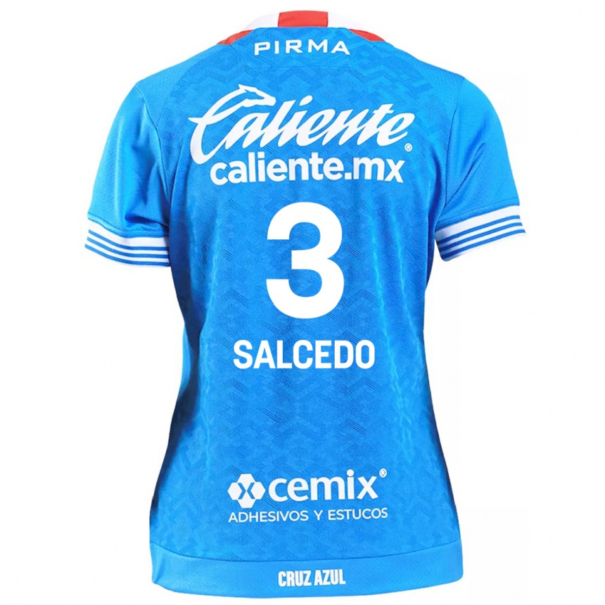 Kids Football Carlos Salcedo #3 Sky Blue Home Jersey 2024/25 T-Shirt Nz