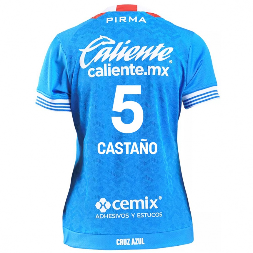 Kids Football Kevin Castaño #5 Sky Blue Home Jersey 2024/25 T-Shirt Nz