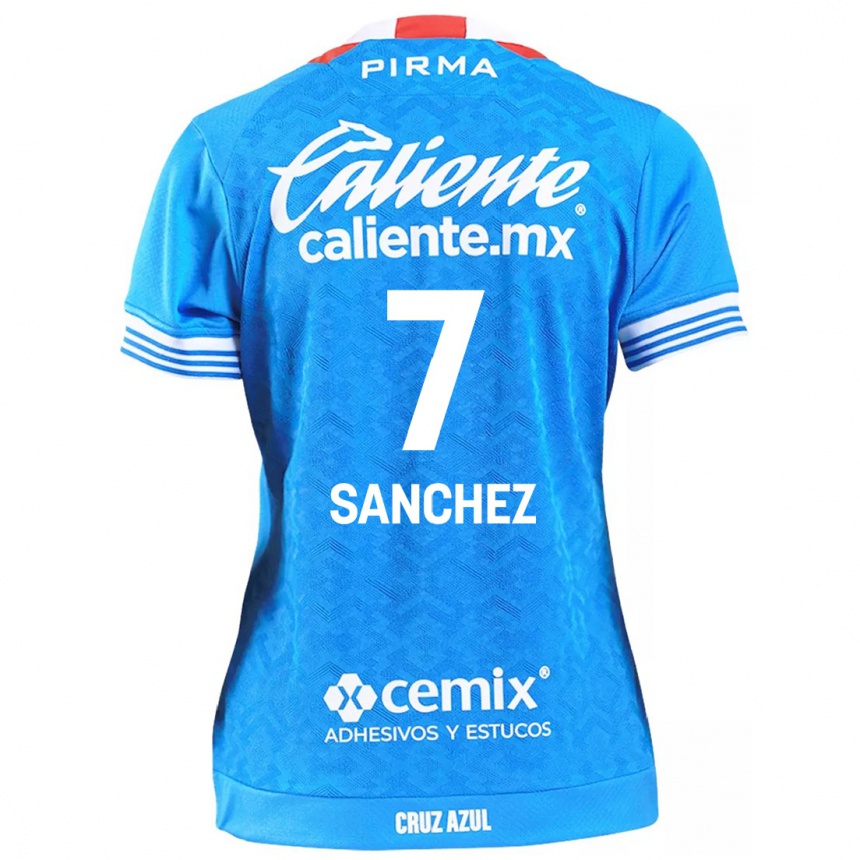 Kids Football Andrea Sanchez #7 Sky Blue Home Jersey 2024/25 T-Shirt Nz